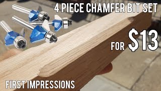 1399 4Piece Chamfer Router Bit Set from Amazon  Test Run amp First Impressions [upl. by Atalie]