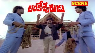 MEGA STAR SHOWING HIS POWER TO VILLANS  LANKESHWARUDU  CHIRANJEEVI  RADHA  REVATHI  V9 VIDEOS [upl. by Uohk136]