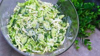 Leckerer Chinakohl Salat in 5 Minuten mit Gurke amp Joghurt Ich werde nie müde diesen Salat zu essen [upl. by Yssirc]