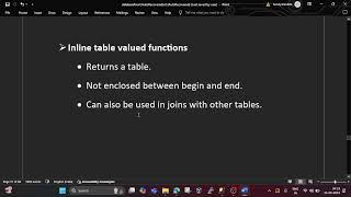 SQL Server Table Valued Function Session 30 [upl. by Ainival]