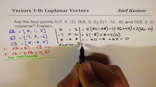 Are the Four Points Coplanar Vectors Strategy Triple Product and Linear Combination [upl. by Maharba656]