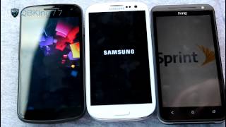 Boot Up Test Galaxy Nexus vs Galaxy S III vs EVO 4G LTE [upl. by Wheaton]