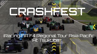 CRASHFEST  iRacing FIA F4 Fixed Regional Tour AsiaPacific Round 5 At Tsukuba [upl. by Pacificia]