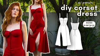 DIY COTTAGE CORE CORSET DRESS  full sewing tutorial w pattern l Juliana Corset Dress [upl. by Liamsi]