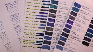 251 Eng sub 만년필 잉크 리뷰  블루블랙 잉크 비교 Fountain pen ink review  Blueblack ink comparison [upl. by Omura273]