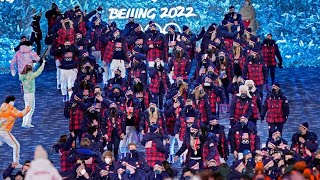 United States athletes at the Winter Olympics Closing Ceremony in Beijing [upl. by Aiasi354]