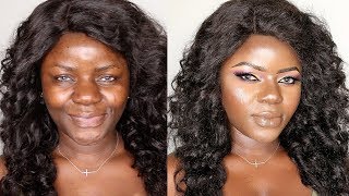 Full Face Makeup Transformation For Dark Skin Using Skinkissed Facial Serum  Dilias Empire [upl. by Cochrane]