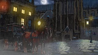 Victorian Ambience Rain  10 Hours Carriage Ride Horses and Crows Sounds [upl. by Lux77]