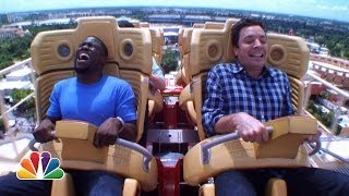 Jimmy and Kevin Hart Ride a Roller Coaster [upl. by Einahets]