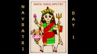 Navratri Series Day 1  How to draw mata shailaputri  Shailputri Drawing easy steps  Navadurga art [upl. by Hump129]