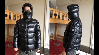 Moncler Maya Short Down Jacket Review Try On [upl. by Sirotek]