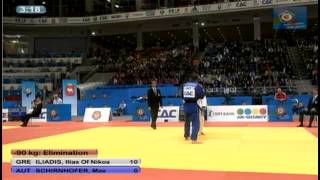 Judo EM 2012 90kg ILIADIS Ilias Of Nikos GRE  SCHIRNHOFER Max AUT [upl. by Helms]