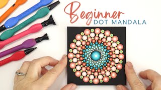 EASY Beginner Dot Mandala Tutorial  How to paint a dot mandala for Beginners [upl. by Petulia]