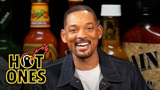 Will Smith Cant See While Eating Spicy Wings  Hot Ones [upl. by Eniretac]