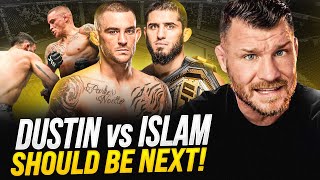 BISPING reacts Dustin Poirier vs Benoit SaintDenis  quotDustin vs Islam Should Be NEXTquot  UFC 299 [upl. by Enillebyam]