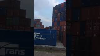 Containers falling because of wind Netherlands 18012018 [upl. by Gromme]