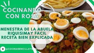 MENESTRA DE LA ABUELA CON CHORIZO GUISANTES Y LECHUGA RIQUISIMO Y FACIL RECETA MUY BIEN EXPLICADA [upl. by Anila900]