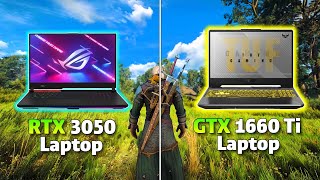 RTX 3050 Laptop 95W vs GTX 1660 Ti Laptop Gaming Benchmark  Test in 8 Games [upl. by Notlrac]