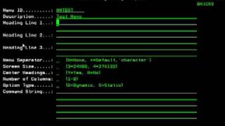 Create a menu using MENUi on the IBM AS400 [upl. by Lerrej]