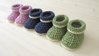 How to crochet cuffed baby booties for beginners  beginners baby shoes [upl. by Mercier244]