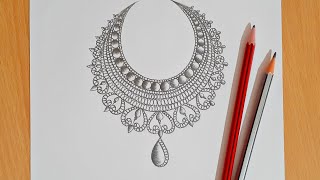 How to draw necklace jewellerylatest fashion collection jewellery sketch [upl. by Gnal996]