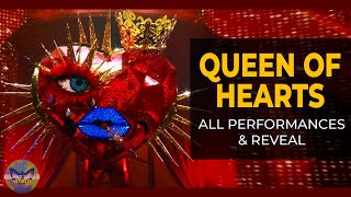 Queen Of Hearts Jewel  All Performances amp Reveal  The Maksed Singer US Winner [upl. by Kcirdehs]