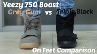 Adidas Yeezy Boost 750 quotGrey Gumquot vs Yeezy 750 Boost quotBlackquot On Feet [upl. by Clancy378]