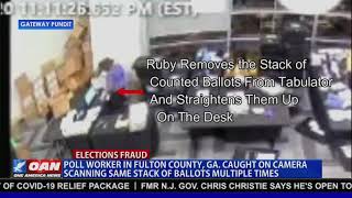 CAUGHT Surveillance footage shows GA poll worker scanning the same batch of ballots MULTIPLE times [upl. by Ytsim978]