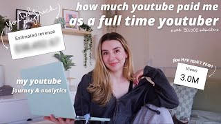 how much youtube paid me for a year as a full time youtuber  my analytics with 50K subscribers [upl. by Carlin]