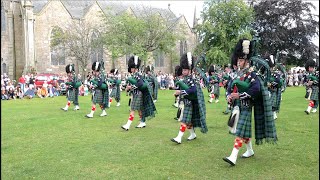 Ballater Pipe Band march off finishing Beating Retreat after 2023 Ballater Highland Games [upl. by Hefter578]