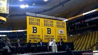 Boston Bruins New Stanley Cup Banners being raised in the Garden [upl. by Crary184]