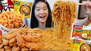 INDOMIE Salted Egg Noodles amp KFC Bucket Nuggets Crunchy Chicken  Mukbang w Asmr Eating Sounds [upl. by Lienahs]