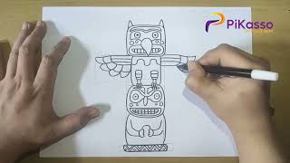 How to Draw a Totem Pole Easy step by step [upl. by Namso317]