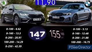 BMW 330I XDRIVE 245PS VS SKODA OCTAVIA RS ESTATE 245PS ACCELERATION 0250KMH [upl. by Ennaeel430]