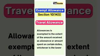 Section 1014i Exempt travelling allowance  Travelling  Conveyance Allowance exemption shorts [upl. by Shara171]