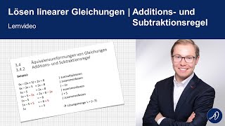 Lösen linearer Gleichungen  Additions und Subtraktionsregel [upl. by Annayk578]