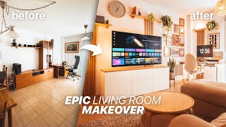 Cozy Living Room Makeover  New Desk Setup REVEAL [upl. by Collar]