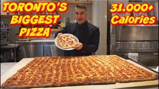 Torontos BIGGEST Pizza Canadas Biggest Pizza 26lb  Franks Pizza House  Man Vs Food [upl. by Welles227]