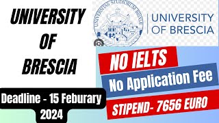 University of Brescia Italy Apply online 2024  No Application Fee No IELTS [upl. by Chard]