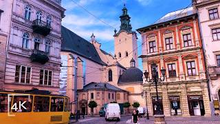 Lviv Ukraine Downtown Walking Tour  4K City Walk ASMR [upl. by Dirrej418]