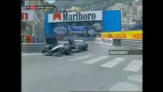 2001 F1 Monaco GPFP2  Fernando Alonso hit the barrier  La Rascasse [upl. by Atirabrab]