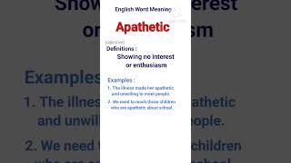 apathetic meaning in english  apathetic definition [upl. by Cavil]