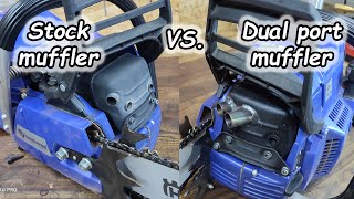 Holzfforma g372xp stock muffler vs dual port muffler [upl. by Yellas]