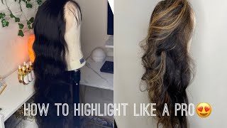 How to add highlights to frontal wig [upl. by Irv]