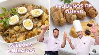 ACELGAS guisadas  TEQUEÑOS de queso con salsa de txistorra  Joseba y Karlos Arguiñano [upl. by Malvie]