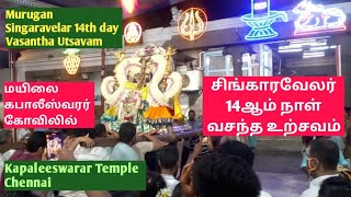 MuruganSingaravelar Vasantha Utsavam  14th day Kapaleeswarar Temple  சிங்காரவேலர் வசந்த உற்சவம் [upl. by Shiau]