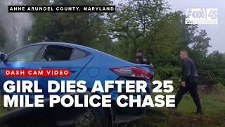 Girl dies during 25 mile police pursuit in Maryland [upl. by Cirone]