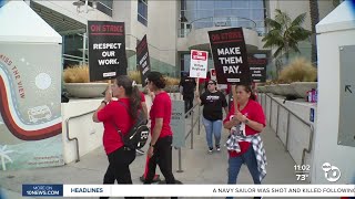 Hilton Bayfront hotel workers go on strike [upl. by Neehar]