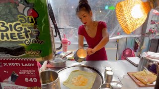 Puy roti lady bangkok Famous women selling roti Saladaeng Bangkokโรตีร้านดัง ศาลาแดง [upl. by Jac]