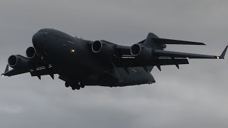 Plane spotting RAF Brize Norton C17A400P28ACows 010724 [upl. by Nairolf]